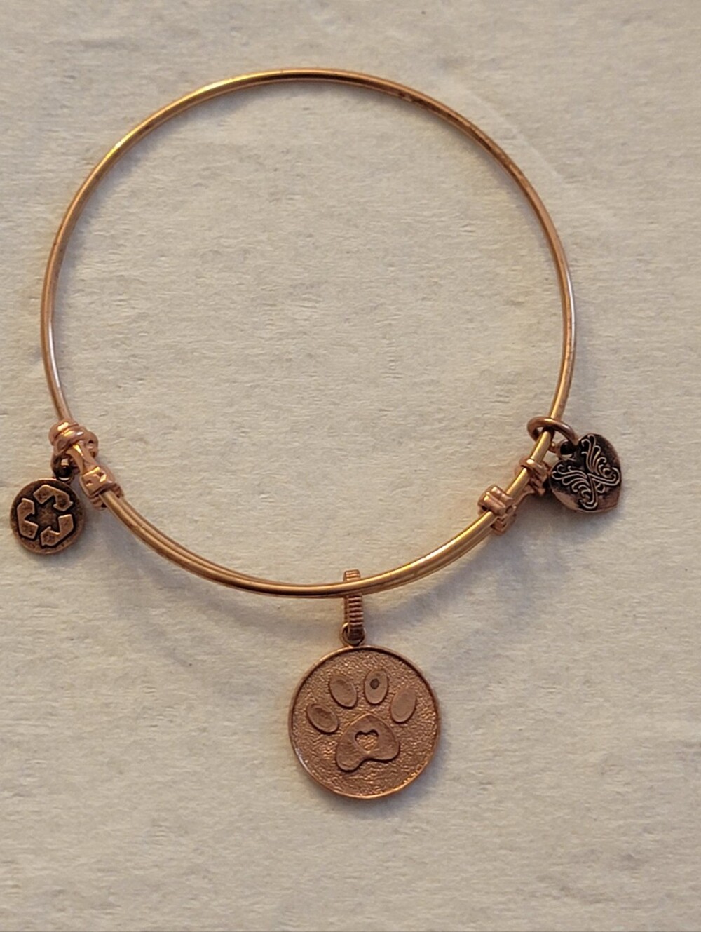Angelica Rose Gold Tone Adjustable PAW Dangle Bracelet